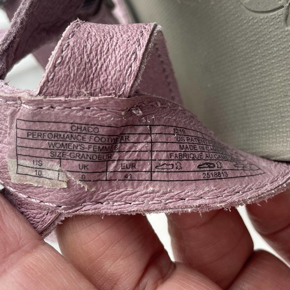 Chaco Sz 10 Rose Gladiator Sandals Leather Double Buckle Lavender Purple Comfy - Picture 5 of 8